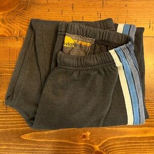 AVIATOR NATION - 5 STRIPE SWEATPANTS - CHARCOAL // BLUE - size small